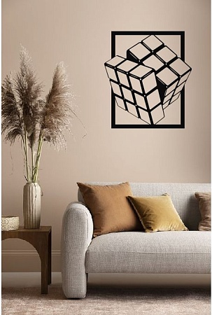 Панно настенное из дерева "Кубик Рубика" 60х55 см/ декор для дома