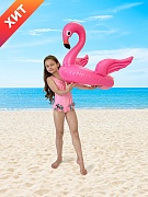 Детский пляжный надувной круг для плавания фламинго с отверстием для детских ножек
