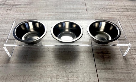 Подставка с металлическими мисками из нержавеющей стали / для кошек и собак / 3х0,18 л