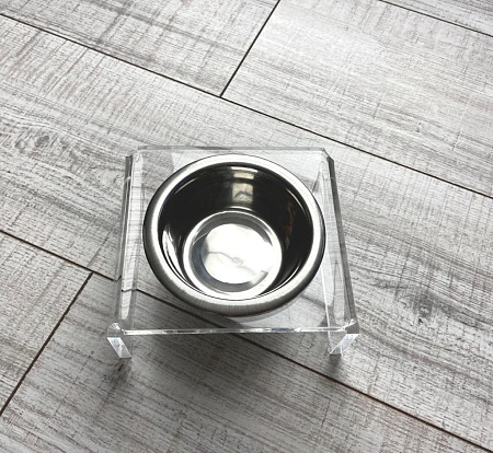 Подставка с металлической миской из нержавеющей стали / для кошек и собак / 0,35 л