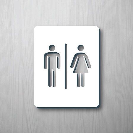 Табличка информационная на дверь туалета МЖ / Акрил 3 мм /8х10 см  / прямоугольная